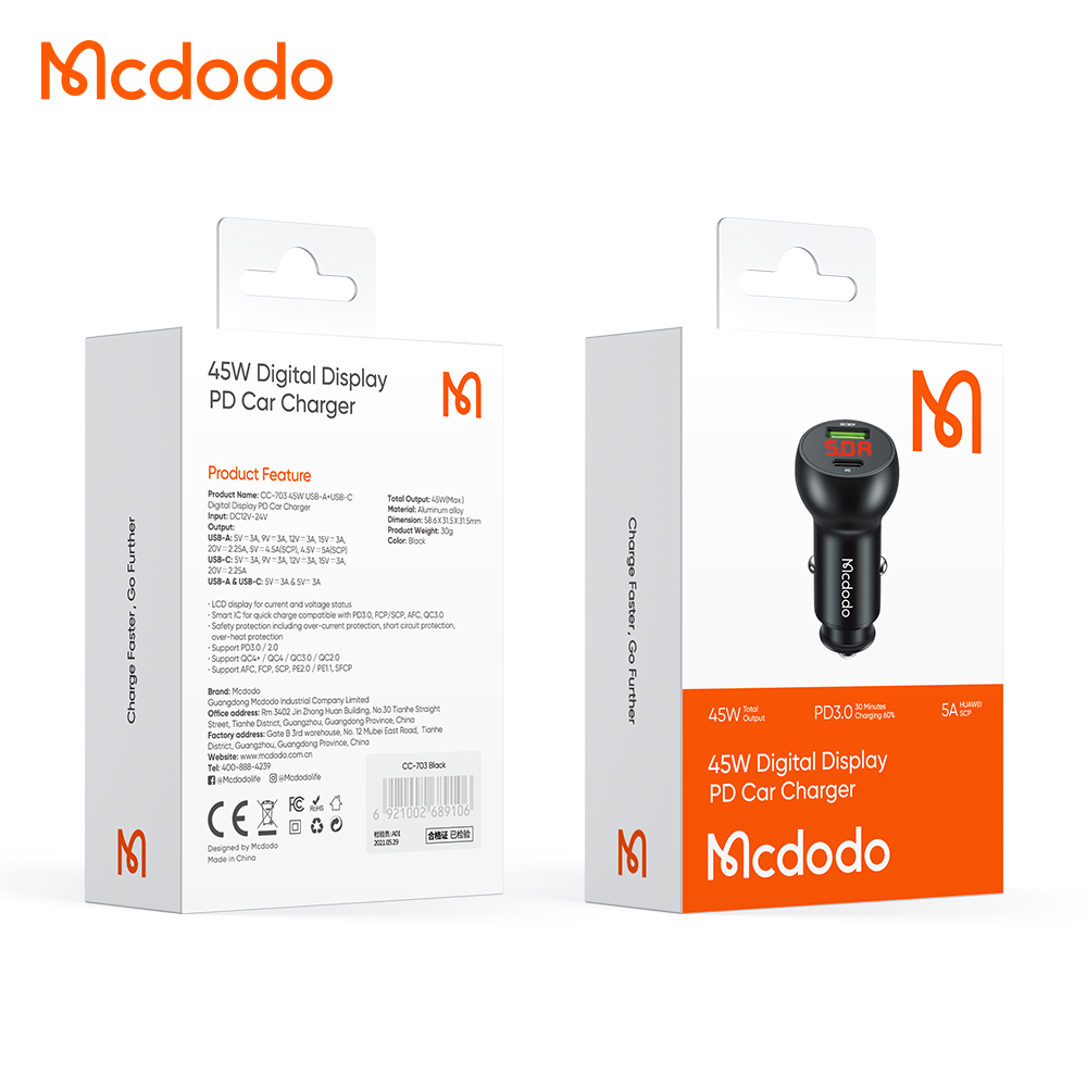 2car-charger-mcdodo-45w-CC-7030-pitopar-com