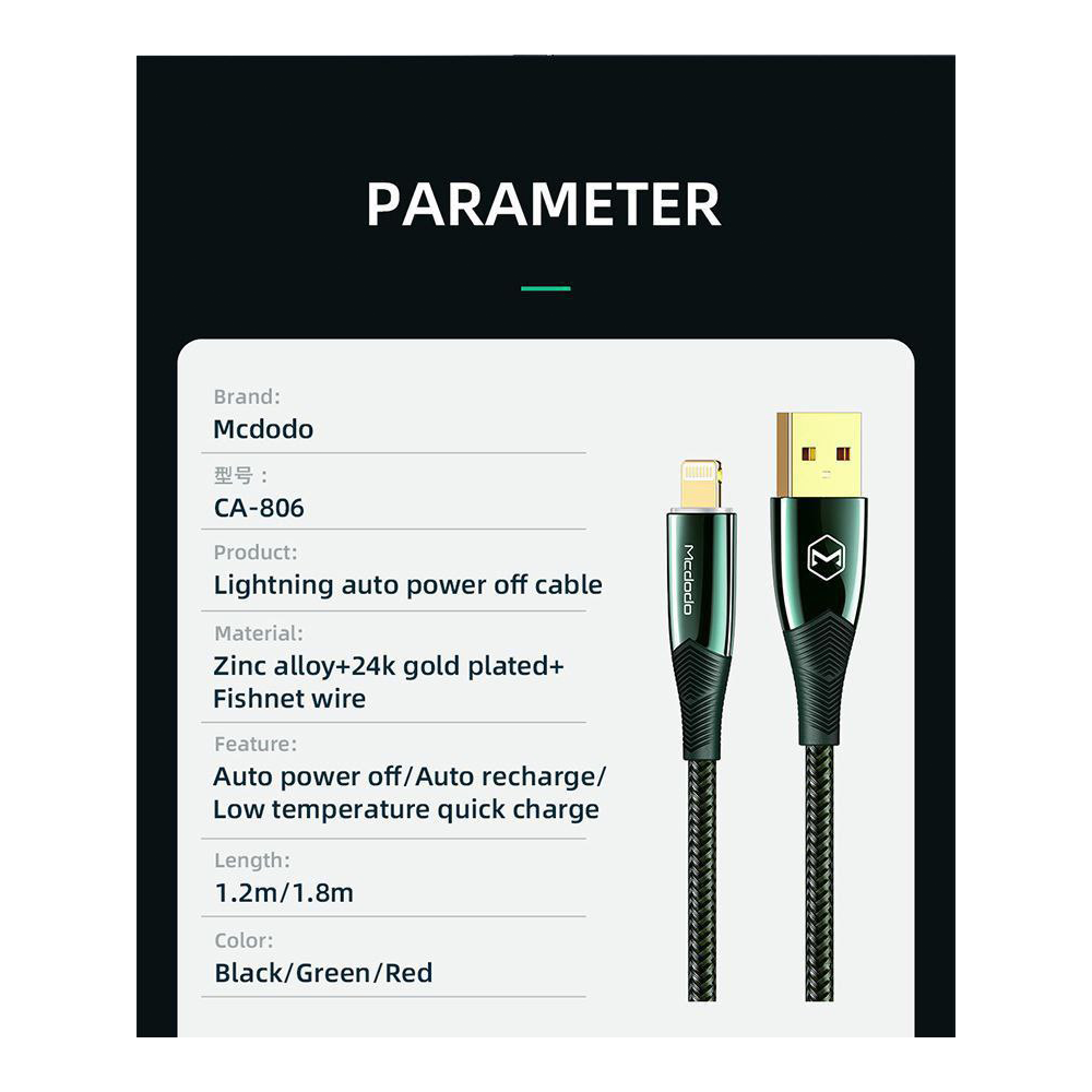 5cable-mcdodo-usb-to-lightning-CA-806-pitopar-com