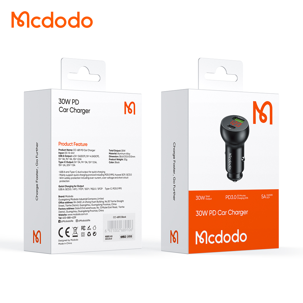 car-charger-mcdodo-30w-5A-CC-6810-pitopar-com